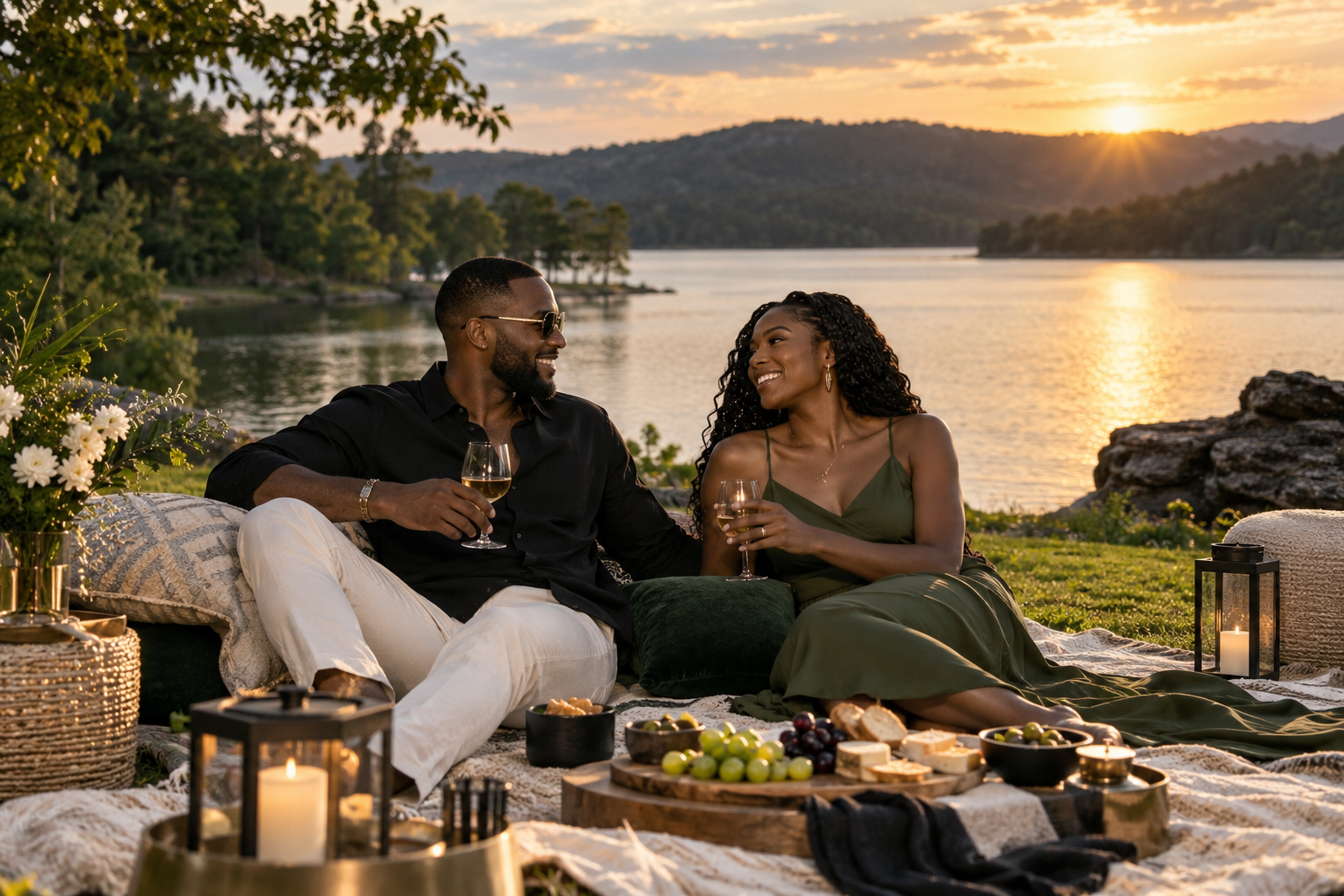 Luxury lakeside picnic date